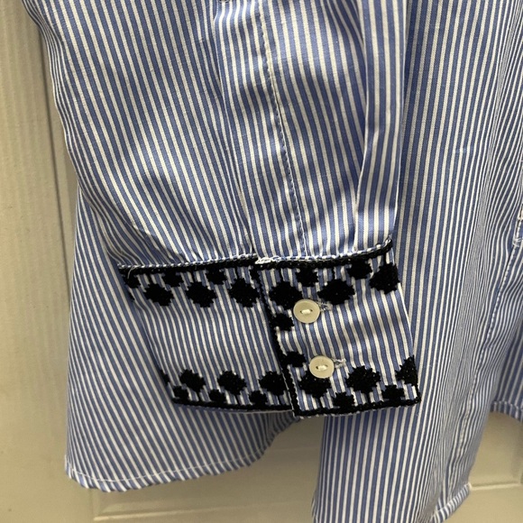 ZARA Striped Shirt With Tassels and Embroidery - Picture 8 of 12